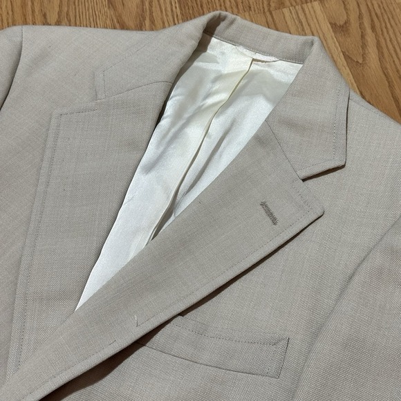 Chaps Ralph Lauren Vtg Sport Coat Beige Hopsack Blazer Silk Wool. No Care Tags